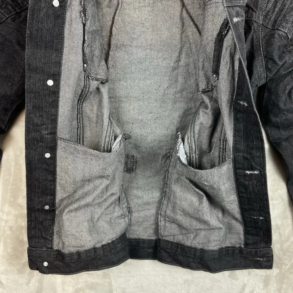 Southpole Denim Jacket Men's XL Acid Wash Hand Painted Moon Child Grungecore
